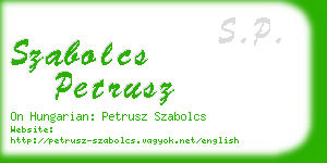 szabolcs petrusz business card